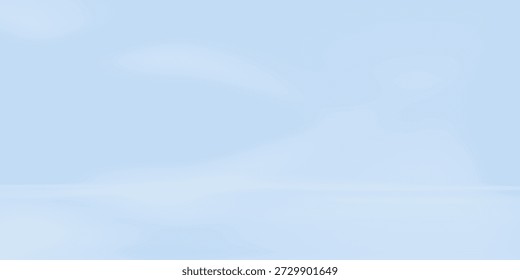 Quarto de estúdio azul. Fundo de luz limbo. Fundo 3d abstrato para a apresentação do produto. Mínima cena de parede. Exibição de apresentação, promoção.