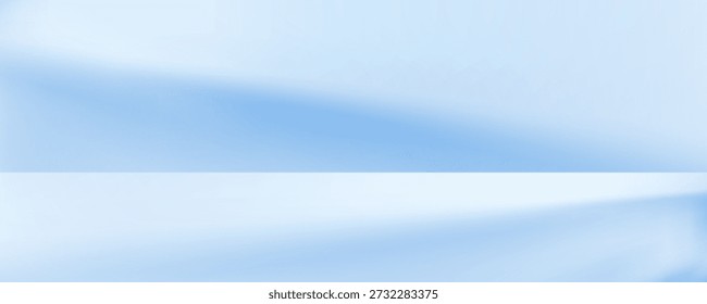 Quarto de estúdio azul. Fundo de luz limbo. Fundo 3d abstrato para a apresentação do produto. Mínima cena de parede. Exibição de apresentação, promoção. Ilustração de maquete de estágio de vetor