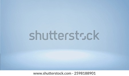 Blue studio room. Limbo light background. Abstract 3d backdrop for product presentation. Minimal wall scene. Showcase, promotion display. Vector stage mockup illustration