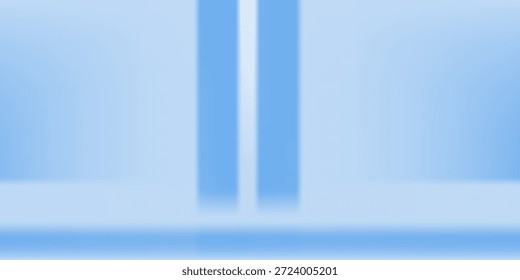 Blue studio space. Limbo light background. Abstract 3D background for product presentation. Minimalist wall view.

