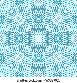 blue style floral illustration. complex geometric pattern of interwoven lines and shapes. seamless texture. for interior design, wallpaper, printing and textiles