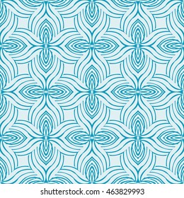blue style floral illustration. complex geometric pattern of interwoven lines and shapes. seamless texture. for interior design, wallpaper, printing and textiles