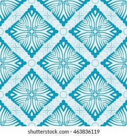 blue style floral illustration. complex geometric pattern of interwoven lines and shapes. seamless texture. for interior design, wallpaper, printing and textiles