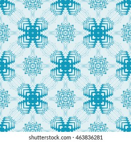blue style floral illustration. complex geometric pattern of interwoven lines and shapes. seamless texture. for interior design, wallpaper, printing and textiles