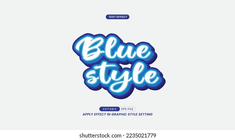 Blue Style Text Effect, with editable color 3D letters. effects can be used. vector illustration
