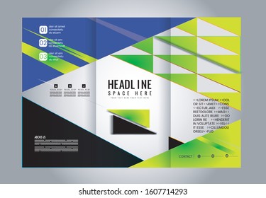 Blue Style Tri-Fold Brochure Design. Corporate Leaflet, Cover Template
