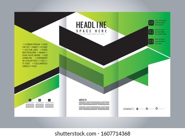 Blue Style Tri-Fold Brochure Design. Corporate Leaflet, Cover Template
