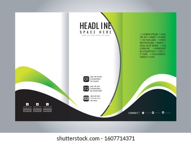 Blue Style Tri-Fold Brochure Design. Corporate Leaflet, Cover Template
