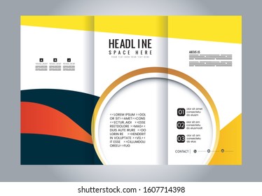 Blue Style Tri-Fold Brochure Design. Corporate Leaflet, Cover Template

