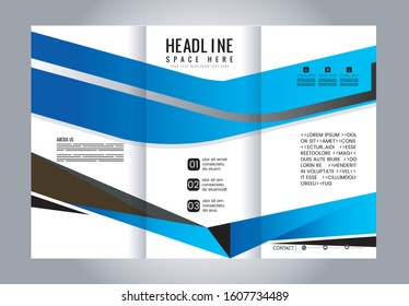 Blue Style Tri-Fold Brochure Design. Corporate Leaflet, Cover Template
