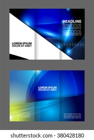 Blue Style Tri-Fold Brochure Design. Corporate Leaflet, Cover Template
