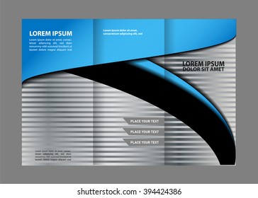 Blue Style Tri-Fold Brochure Design. Corporate Leaflet, Cover Template

