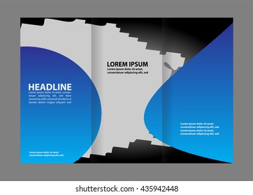 Blue Style Tri-Fold Brochure Design. Corporate Leaflet, Cover Template
