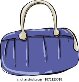 Blue stylish bag, illustration, vector on white background.