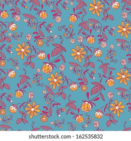 blue stylish floral seamless pattern