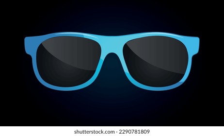 Blaue stylische Sonnenbrille einzeln auf dunklem Hintergrund