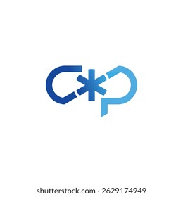 Blue stylized "C" and "P" logo