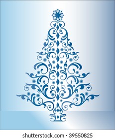 blue stylized christmas tree (separate elements)