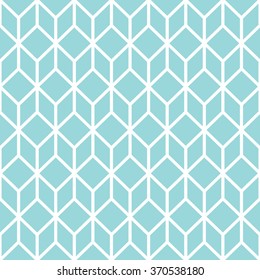 Blue stylized cube seamless pattern. Vector flat design.