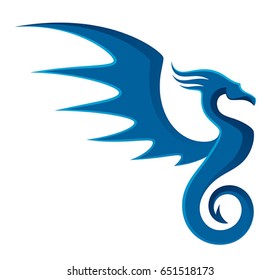 Blue stylized dragon on a white background