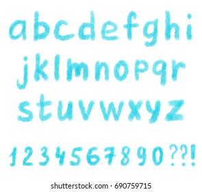 Blue stylized hand drawn paper texture vector isolated alphabet element on white background for art design, scrapbook, card