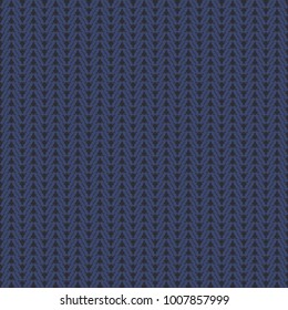 Blue stylized herringbone pattern on a black background. Jersey texture. Abstract vector.