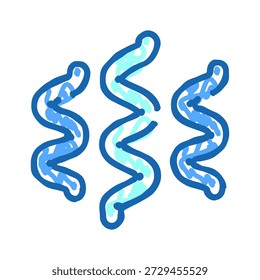 Líneas onduladas estilizadas azules que sugieren vapor, vapor o aroma ascendentes, icono de arte de línea simple que transmite calor, frescura, olor o aire caliente para conceptos de cocina, spa o limpieza