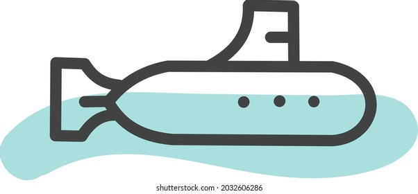Blue submarine, illustration, vector, on a white background.