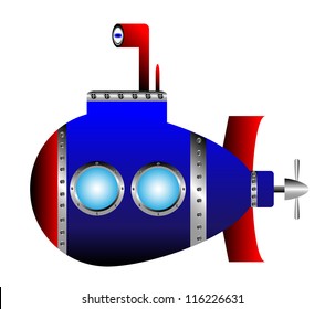 Blue Submarine On White Background Stock Vector (Royalty Free ...