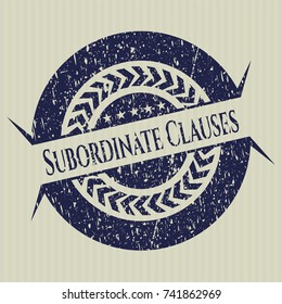 Blue Subordinate Clauses distress rubber stamp with grunge texture