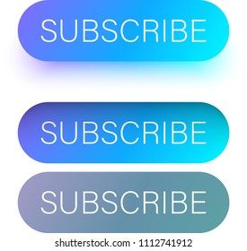 Blue subscribe web buttons isolated on white background. Vector illustration.
