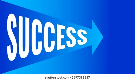 Blue success arrow banner represents progress achievement and motivation perfect for business growth presentation concept modern strategy vision and forward direction abstract professional background 