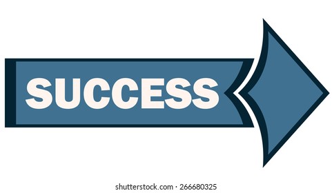 Blue Success Direction Arrow, Vector Illustration isolated on White Background. 