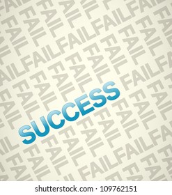 Blue Success word between fail words