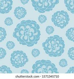 Blue succulent seamless pattern background