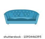 Blue Suede Three Seater Sofa - Cartoon Vector Image
