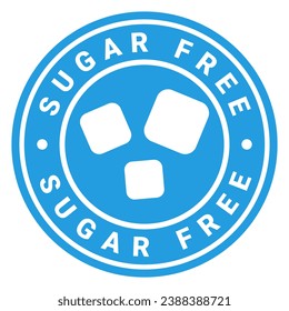 Blue Sugar Free isolated round stamp sticker  vector illustration