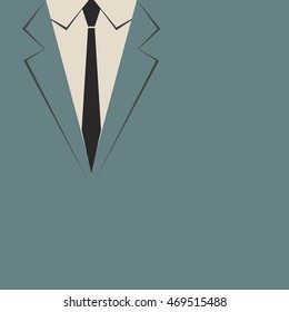 Blue suit with black tie background.