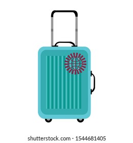 blue suit case with metale handle vector