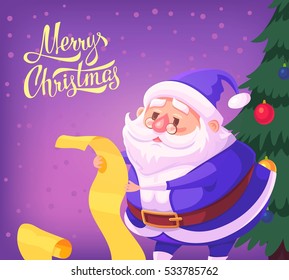 Blue Suit Santa Claus Merry Christmas vector cartoon illustration