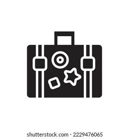 Ilustración del vector de iconos con maleta azul