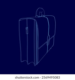 Blue suitcase with a handle. The suitcase is open and the zipper is visible. The suitcase is a symbol of travel and adventure