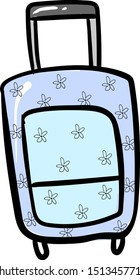 Blue suitcase, illustration, vector on white background.
