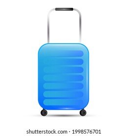 maleta azul sobre fondo blanco. Símbolo de viaje. Ilustración vectorial. Imagen de archivo.