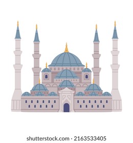 Blue Sultan Mosque as Turkey Building Vector Illustration