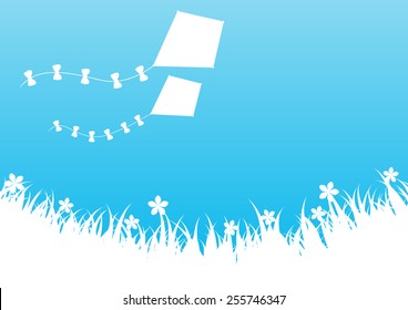 Blue summer background with kites