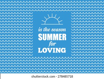 blue summer background with the waves