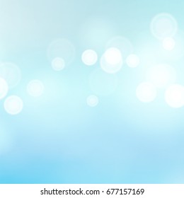 Blue Summer Bokeh Background Vector. Abstract Sea Warm Blur And Circular Bokeh Background. 