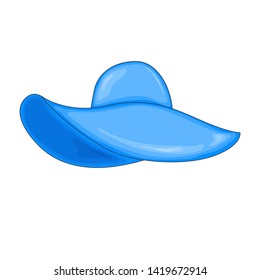 blue summer hat for beach - sun protection in cute cartoon style. Vector illustration isolated on white background.