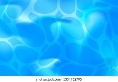 Blue summer water waves with reflections in swimming pool. Realistic poolside vector background with sunny underwater pattern, texture or template